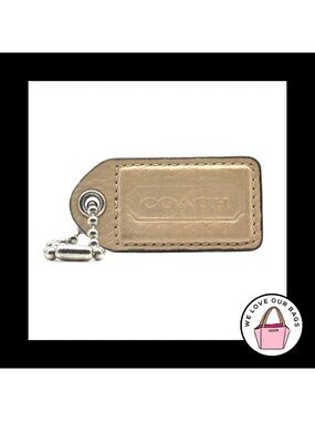 2.5 Y2K VINTAGE COACH Sand Mahogany Brown Leather Fob Bag Charm Keychain HangTag